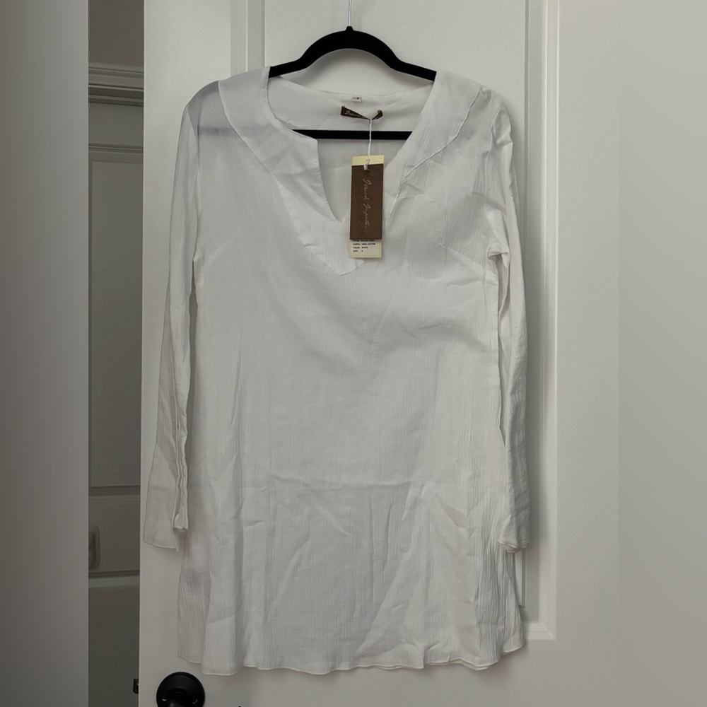 White Long Sleeve Tunic Top